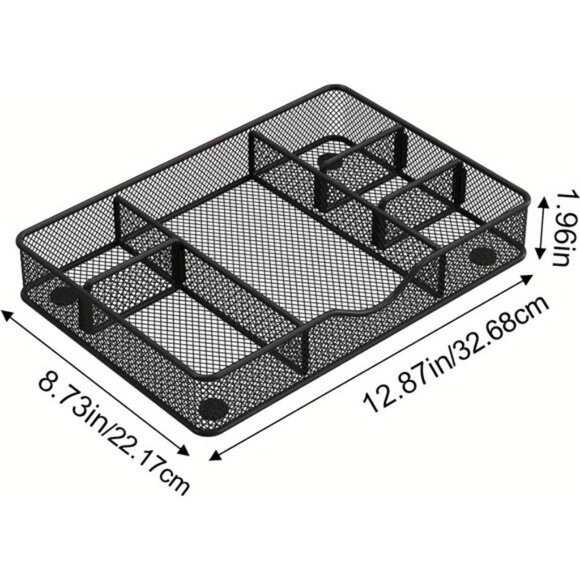 metal mesh desk drawer organizer adjustable office storage tray home drawer bin - Picture 3 of 7